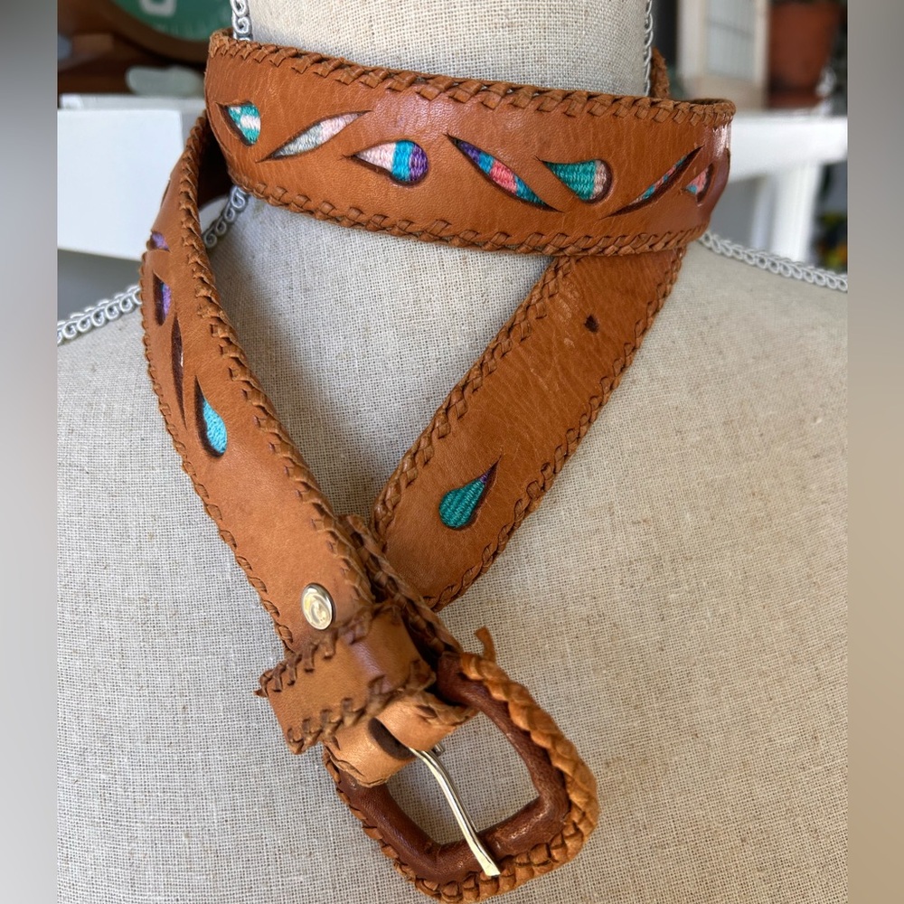 Handcrafted Leather Belt with Colorful Accents